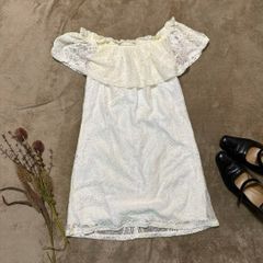スピーチレス　オフショルダー ドレス S   半袖 ワンピース　膝上 ミニ　レース　白　ホワイト　きれいめ