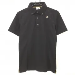 【美品】アディダス 半袖ポロシャツ 黒 ドット織生地 ロゴ刺しゅう メンズ S/P ゴルフウェア adidas