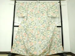 平和屋着物●上質な紬　草花文　正絹　逸品　DAAS3759ps