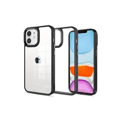 iPhone 11 用 ケース カバー 背面クリア 耐衝撃 滑り止め 指紋防止 米軍MIL規格 黄変防止 ストラップホール付き ワイヤレス充電対応 スマホケース あいふぉん 11 ケース アイフォン 11 PinLiSheng (ブラック, iPhone1 0