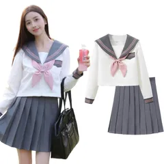 [Formemory] セーラー服 コスプレ JK 本格制服 半袖 長袖 シャツ スカート 蝶結び 3点セットコスプレ 仮装 女子高生 制服 ブラック 長袖 半袖 関西襟 学生服 イギリス風 學院風 スカート レディース リボン JK ボウタイ 中学生