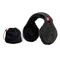 [Mud Bunny] イヤーマフ 防寒 - 耳あて 防寒 イヤーウォーマー 折りたたみ 耳あて コンパクト 長さ調節可 おしゃれ バックアームタイプ コンパクト 防寒対策 通勤通学 メンズ レディース (ブラック) 1