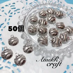 50個　野球　ボール　シルバー　パーツ　チャーム　アモール