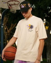 SWORN TO US DYNASTY Tシャツ【NATURAL】 (L・XL)(通販 メンズ 大きいサイズ T SHIRTS TEE 半袖 ショートスリーブ ヘビーウエイト 厚手 ボックスシルエット ガーメントダイ GARMENT DYE ロゴ ゆったり)