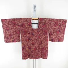道行 正絹 花唐草 紫色 和装コート 着物用 ちりよけ カジュアル 身丈86cm