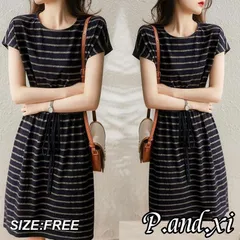 ワンピース レディース 40代 きれいめ 膝丈ワンピース 春夏新作 半袖ワンピース ボーダー柄 リボン Tシャツスカートオシャレ韓国風 カジュアル ゆったり