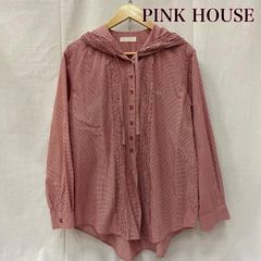 PINK HOUSE ピンクハウス シャツ、ブラウス 長袖 ギンガムチェック フードフリル長袖シャツ P017WFB32