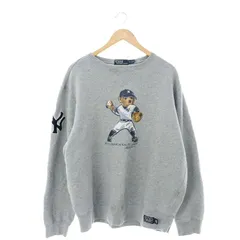 ポロ バイ ラルフローレン Polo by Ralph Lauren × NEW YORK YANKEES ポロベアー スウェット トレーナー 長袖 裏起毛 XL 杢グレー 茶 紺 /MI ■OSのサムネイル