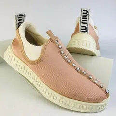 ☆極美品☆miu miu ビジュー付きスニーカー ベージュ/ホワイト 35 MIU MIU ミュウミュウ スニーカー ビジュー 白 - メルカリ