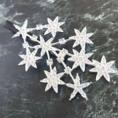 ヘアアクセサリー クリップ  シルバー キラキラ 花 木