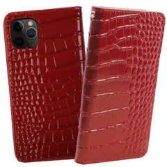 ReZuell. スマホケース クロコダイル 牛革 手帳型 レザー ケース iphone11pro MAX レッド [レッド] [iphone11pro MAX]
