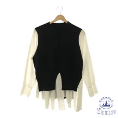 ☆美品☆ トップス カットソー Uネック レース シアー カジュアル おしゃれ 綺麗め 長袖 大きいサイズ レディース ホワイト ブラック L 901-9016 送料無料 古着