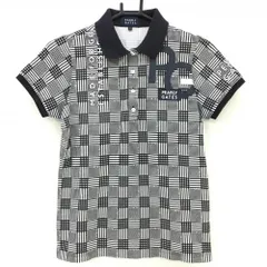 パーリーゲイツ 半袖ポロシャツ 黒×白 チェック レディース 0(S) ゴルフウェア PEARLY GATES