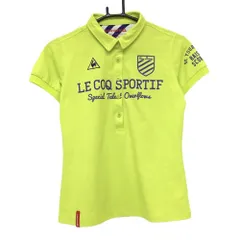 ★特価★【美品】ルコック 半袖ポロシャツ ライトグリーン×ネイビー ロゴプリント  レディース Ｍ ゴルフウェア le coq sportif