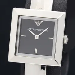 稼動 良品 エンポリオアルマーニ QZ バングルウォッチ スクエア 黒文字盤 レディース腕時計 MTM