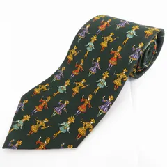 #ae クリスチャンディオール ムッシュ Christian Dior MONSIEUR ネクタイ シルク 絹 緑 マルチ 人柄 総柄 民族衣装 美品 メンズ 945963 k01