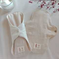 【布ナプキン】無添加コットンフランネルとコットンリネン ピンクベージュ無地 23cm 6層仕立て 2枚セット