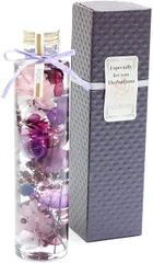 NICHIFLRO ハーバリウム リナLina専用BOX付 贈り物 誕生日 女性 男性 記念日 プレゼント 花 結婚祝い 開店祝い 新築祝い ギフト 卒業 入学 L-01(パープル)