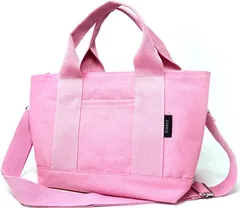 Rikkey 母の日 ミニトート ミニトートバッグ キャンバス仕切り 大容量 2way ショルダー( ピンク)