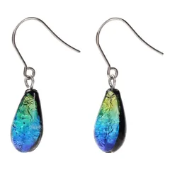 Sea drop 光る ホタルガラス ピアス しずく型 ドロップ ケラママリン 蓄光 レディース チタン製フック 両耳用 [060et-s]