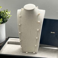 [人気商品]TASAKI 田崎真珠 ステーションパール ロングネックレス K18 ホワイトゴールド 15P アコヤ真珠 8.0mm〜8.5mm 可愛い上品なお品☆