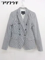 ◇ BANANA REPUBLIC ストライプ 6B 長袖 テーラードジャケット サイズ0 ホワイト ブラック系 レディース  【中古】 【1110050004039】