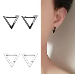 1個　18G カラー(シルバー　ゴールド　ブラック) 　フープピアス　トライアングル　三角　簡単装着　キャッチ不要　ワンタッチ　ロックピアス　スタイリッシュピアス　ボディピアス　18ゲージ(1.0mm)