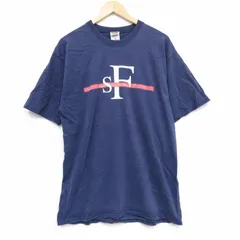 XL/古着 フルーツオブザルーム 半袖 ビンテージ Tシャツ メンズ 00s サンフランシスコ コットン クルーネック 紺 ネイビー 25sep09 中古