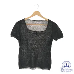 ☆美品☆ COMME CA DU MODE コムサデモード トップス ニット スクエアネック レース レディース ブラック 麻 901-8937 送料無料 古着のサムネイル