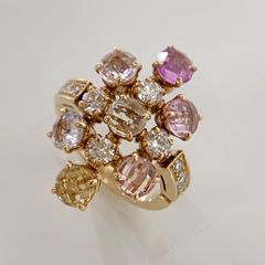 【中古】【セールSALE】BVLGARI ブルガリ　750 ロゼッテ ローズカットサファイア　リングK18
