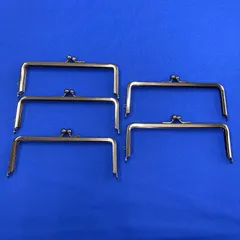 ▶がま口　ハンドメイド用　口金15㎝(角丸5.0寸 足1.9寸 横ｶﾝ丸玉8㎜）黒 5個セット◀