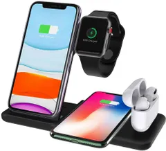 Qi ワイヤレス充電器 4in1 スマホ スタンド iPhone14 13 12Pro/12 11 Apple Watch 8対応 iPhoneSE2 iPhoneXR iPhone13 12 11/8 Galaxy AirPods 無線充電器 折り畳み式