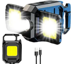 新品 [EOOPLUS] 充電式 COB LED 多機能 トリプル ライト カラビナ キーホルダーライト 爆光 強力磁石付き懐中電灯 高輝度明るい 5つ点灯モード 小型投光器 ミニライト アウトドア用 キャンプ 夜釣り ランニング 緊急照明用 地震 停電 車の