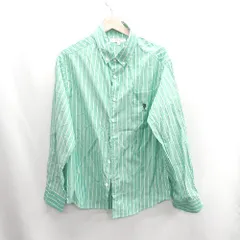 ◇ ⊇Φ U.S. POLO ASSN.　ユーエスポロアッスン ストライプ柄 長袖 ポロシャツ サイズL グリーン レディース E  【1410100054725】