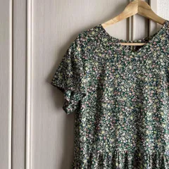 @ SHIPS 花柄　半袖　シップス 花柄 ワンピース シャツ ロング 総柄　ティアード　緑　グリーン　GREEN