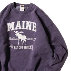 90's 00's フルーツオブザルーム メイン州プリント ヘビーウェイト スウェット シャツ (XXL) 紫系 無地 スエット 90年代 旧タグ オールド アメリカ古着 USED ビンテージ ヴィンテージ