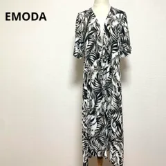 EMODA エモダ 半袖 ロングカーディガン 葉柄 総柄