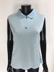 【USED】adidas アディダス ポリエステル ハーフジップ ノースリーブ シャツ ブルー 青 ホワイト 白 レディース OT XL LL ゴルフウェア