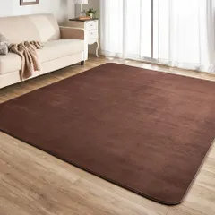 【数量限定】北欧 おしゃれ さらフワ触感 フランネル 防ダニ じゅうたん カーペット対応 マット ラグカーペット 洗える ラグ 滑り止め付き 185×185㎝ ブラウン フランネルラグ アイリスプラザ