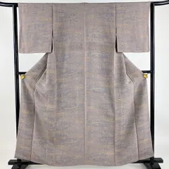 小紋 身丈159cm 裄丈62cm S 袷 幾何学模様 薄紫 正絹 美品 秀品 【中古】