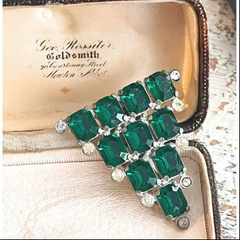 【ドレスクリップ】グリーン　エメラルド　アールデコ期　1930 フランスヴィンテージ　vintage