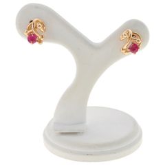 K18YG　ピアス　ルビー【中古】　B-147582
