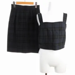 ジルバイジルスチュアート JILL by JILLSTUART チェックビスチェ ミディアム丈スカート セットアップ M 紺 ネイビーのサムネイル