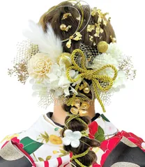 [JZOON] 髪飾り 10色 ドライフラワー 造花飾り 水引 紐 ヘアーアクセサリー 和玉 かすみ草 金箔 人気 和服 着物 振袖 袴 花 浴衣 成人式 七五三 結納 卒業式 入学式 結婚式 発表会 TC001