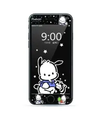 iPhone 6/7/8 ガラスフィルム iPhone SE 第2世代 第3世代 強化 液晶 保護 フィルム アニメ ポチャッコ 黒 硬度9H キャラクター 3D クリアフィルム