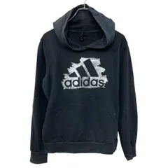 adidas レディース スウェット ロゴプリント パーカー M ブラック アディダス 裏起毛 コットンポリ混合 古着卸 アメリカ仕入 a709-5874