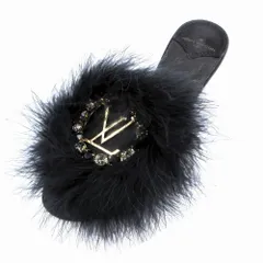 LOUIS VUITTON ルイ･ヴィトン マリリン ビジュー ファー フェザー サンダル フラットシューズ サイズ37 レディース /SGW
