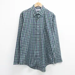 XL/古着 アロー 長袖 シャツ メンズ 80s ボタンダウン 緑他 グリーン チェック 23oct07 中古 トップス