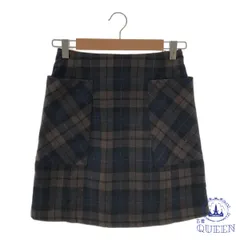 ☆美品 earth music&ecology アースミュージックアンドエコロジー ボトムス スカート ファスナー付き ポケット ガーリー ミニ丈 レディース チェック S 901-11253 送料無料 古着