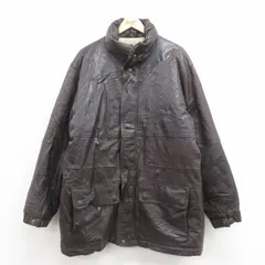 XL/古着 エディーバウアー 長袖 レザー ダウン ジャケット メンズ 90s ロング丈 こげ茶 ブラウン spe 25sep29 中古 アウター 革ジャン 皮ジ